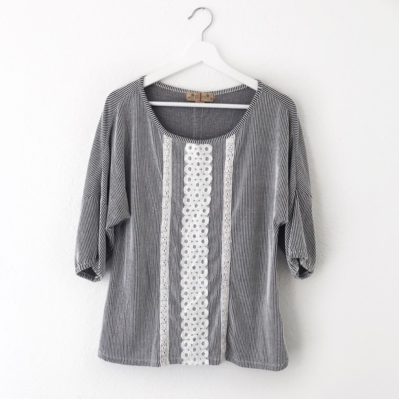 Anthropologie Tops - Anthro Twig & Perch Lace Pathways Striped Top